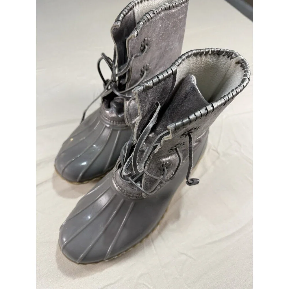 Jack Rogers Women’s Size 8 Gray Silver Waterproof Ankle Duck Boots – Rain Shoes
